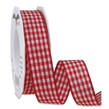 C.E. Pattberg cadeaulint Vichy-ruit mat rood/wit 25 mm x 20 m