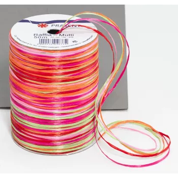 C.E. PATTBERG Raffia cadeaulint mat roze/rood/oranje/groen 3,0 mm x 50,0 m