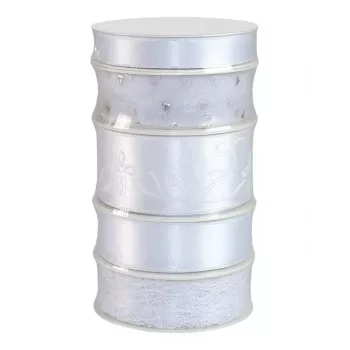 C.E. Pattberg Wedding cadeaulint set satijn wit 15/25/40 mm x 5 rollen x 3 m