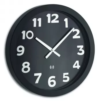 TFA 60.3506 wandklok - quartz - rond - zwart - wit - glas - metaal