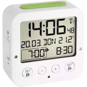 TFA Bingo witte digitale radiografische wekker met temperatuur
