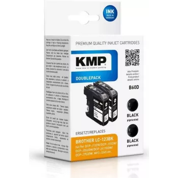 KMP DOUBLEPACK B60D zwarte inktpatroon 2-pack, 14,1 ml