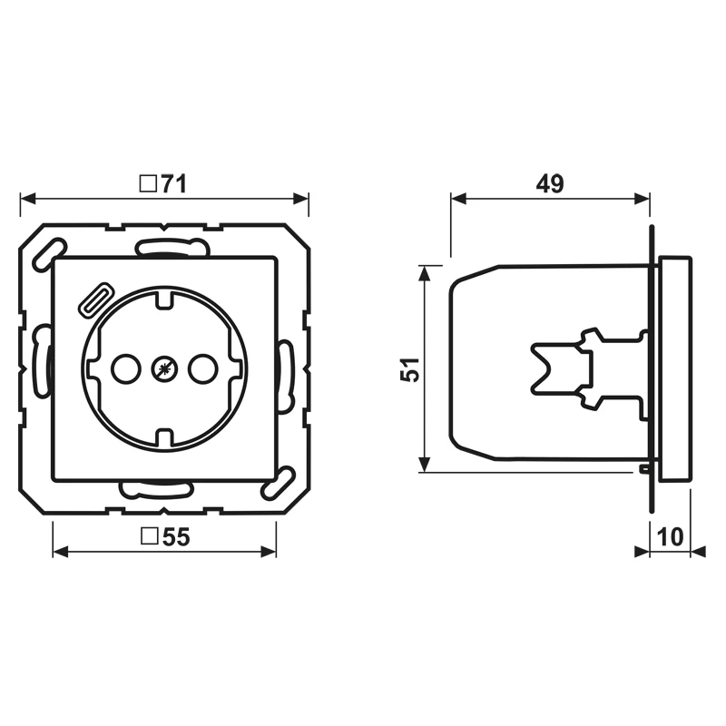 JUNG A 1520-18 C SCHUKO-stopcontact 16 A met USB-oplader (JUNG Quick Charge) 1 x Type-C, Safety Plus, serie AS, wit (ivory)