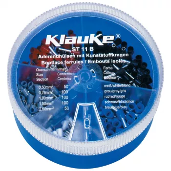 KLAUKE ST 11 B geïsoleerde adereindhulzen assortiment - 625 stuks, 0,5-10 mm², grijs/zwarte box