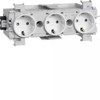 HAGER GS30019016 3-voudig stopcontact, polarwit, steekklemmen