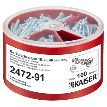 Kaiser Elektro 2472-91 sorteerdoos apparaatschroeven, 100 stuks per maat 3,2x15/25/40 mm