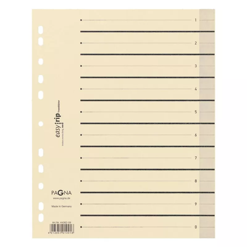 PAGNA tabbladen A4 karton beige 100 stuks ongeperforeerd 180 g/m² 44063-09
