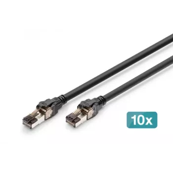 DIGITUS CAT 8.1 S/FTP patchkabel, Cu, LSZH, 2 m, zwart, 10 stuks