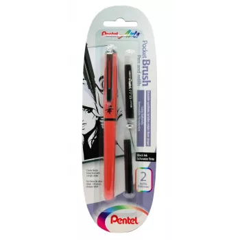 Pentel Brush Pen FP10 - oranje body, zwarte inkt