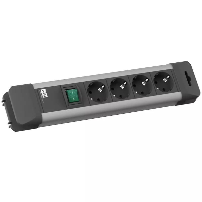 Bachmann CONNECT US stekkerdoos - 4 stopcontacten, 1,8 m kabel, zwart