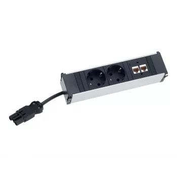 Bachmann CONI 4x UK stopcontact 45° schuine stekkerdoos 3.15A zekering 1x moduleslot zwart
