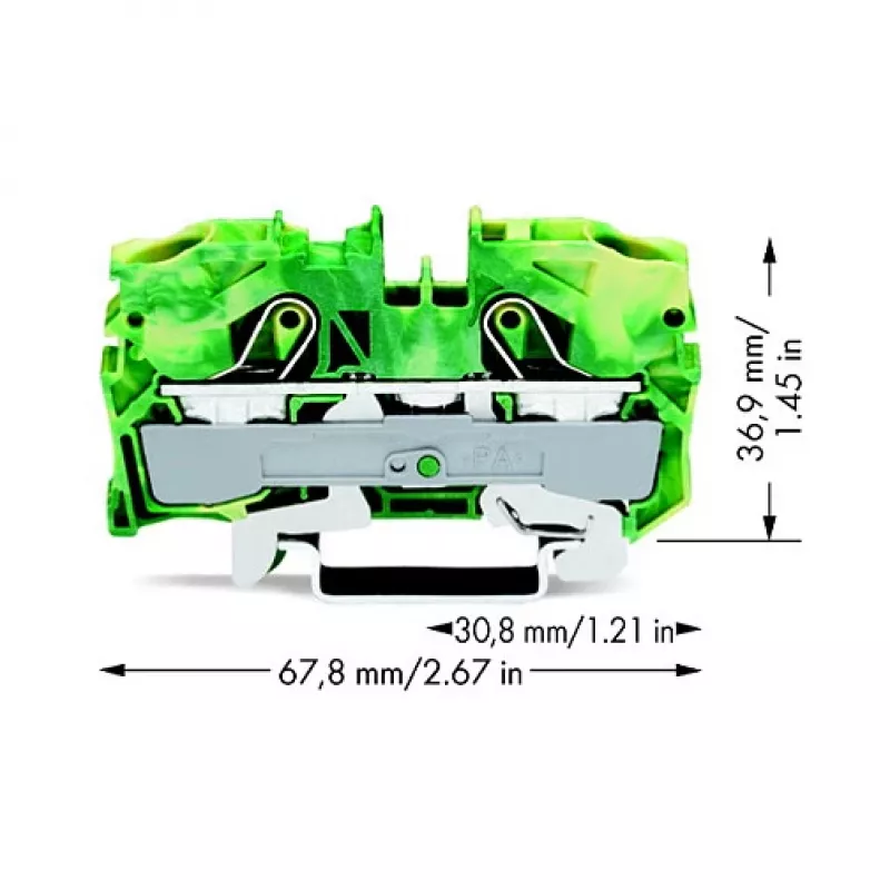 WAGO 2010-1207 2-aderige beschermingsgeleiderklem, 10 mm²