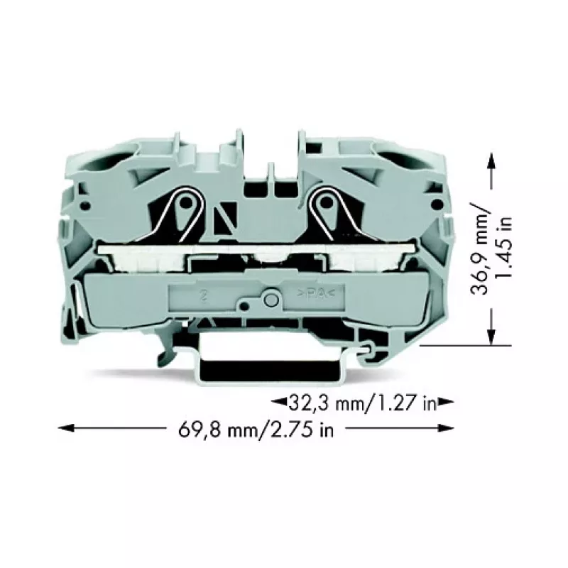 WAGO 2016-1201 doorvoerklem, 16 mm², 800 V, grijs, Push-in CAGE CLAMP