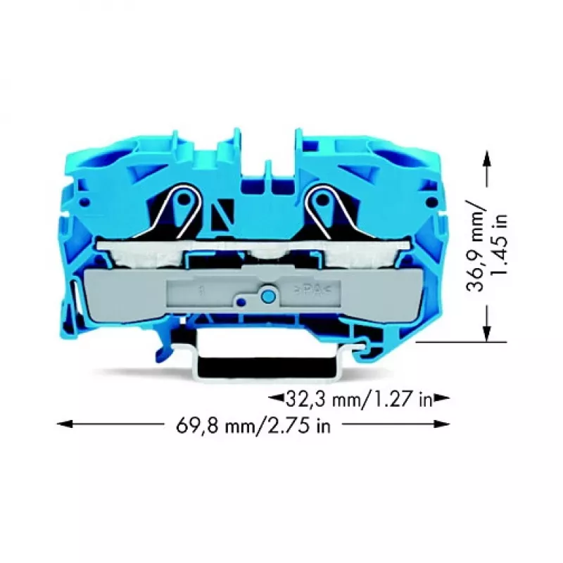 WAGO 2016-1204 2-aderige doorgangsklem, 16 mm², 800 V