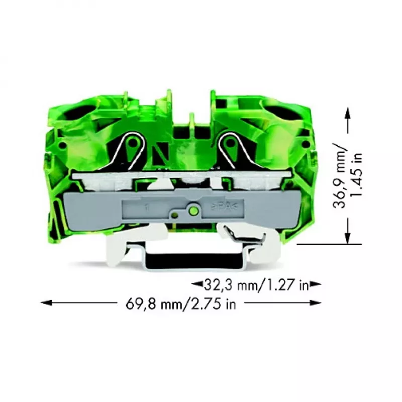 WAGO 2016-1207 2-aderige aardklem, 16 mm²