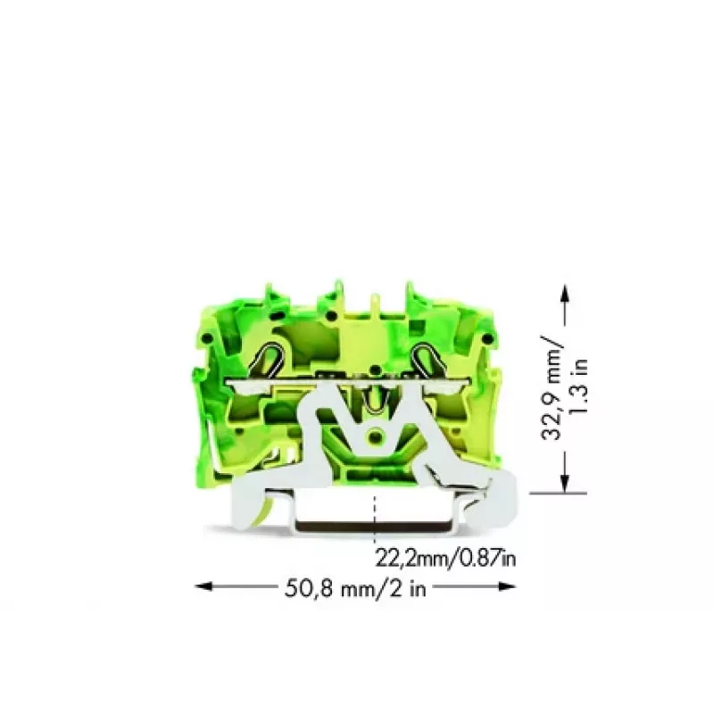 WAGO 2002-1207 2-aderige beschermingsgeleiderklem, 2,5 mm²