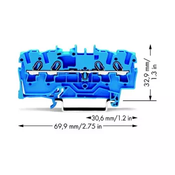 WAGO 2002-1404 4-aderige doorgangsklem, 2,5 mm²