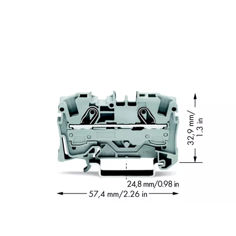 WAGO 2006-1201 doorvoerklem, 2-aderig, 6 mm², 800 V, grijs, DIN-rail 35