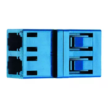 Telegärtner J08071A0017 LC duplex multimode OM3/OM4 glasvezelconnector, blauw, keramische ferrule