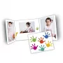 DAIBER handen portretfotomappen 13x18 cm, 25-pack, wit met meerkleurig handafdruk-design