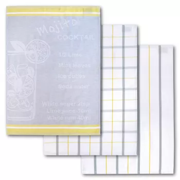 Dyckhoff Mojito cocktail theedoekenset, geruit, 3-delig, 50x70 cm
