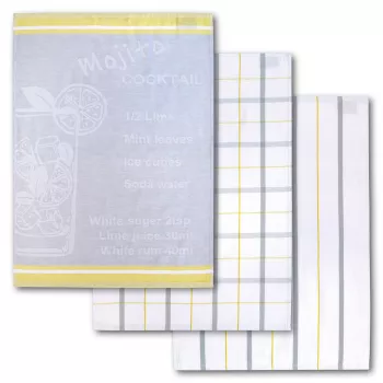 Dyckhoff Mojito cocktail theedoekenset, geruit, 3-delig, 50x70 cm