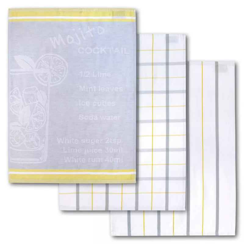 Dyckhoff Mojito Cocktail Checkered theedoekenset 3-delig 50x70 cm