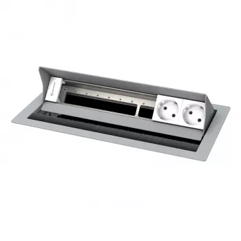 Kindermann CablePort standard² 6-voudige desktop-aansluitbehuizing zilver