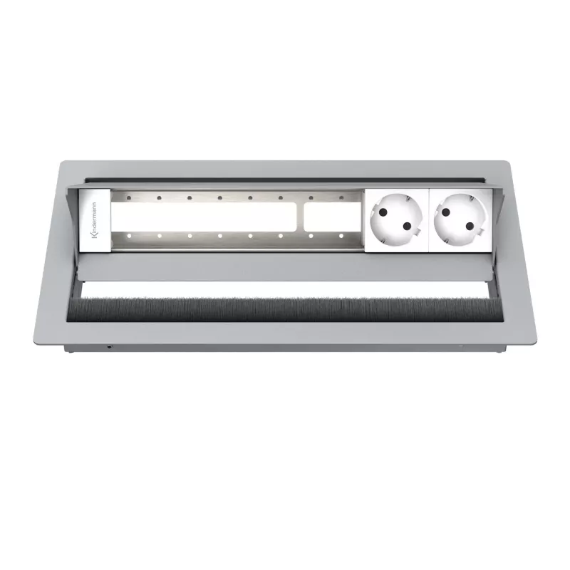 Kindermann CablePort standard² 6-voudige desktop-aansluitbehuizing zilver