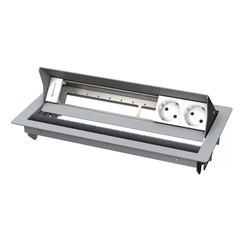 Kindermann CablePort standard² 6-voudige desktop-aansluitbehuizing zilver