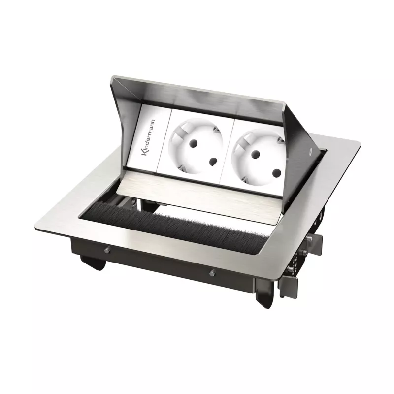 Kindermann CablePort standard² 2-voudige inbouwbehuizing voor stopcontact, zwart