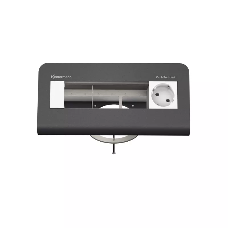 Kindermann CablePort desk 80 4-voudige bureau-stroommodule, zwart