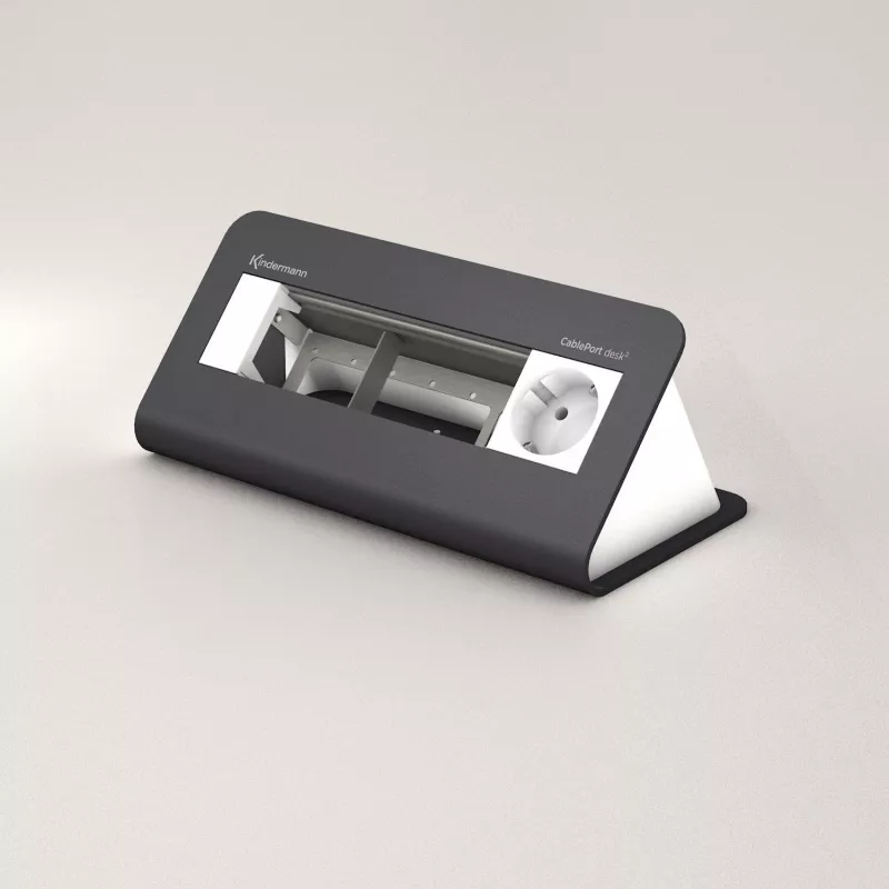 Kindermann CablePort desk 80 4-voudige bureau-stroommodule, zwart