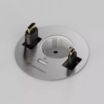 Kindermann CablePort table³ tafelansluitbox voor inbouwmontage, zilver