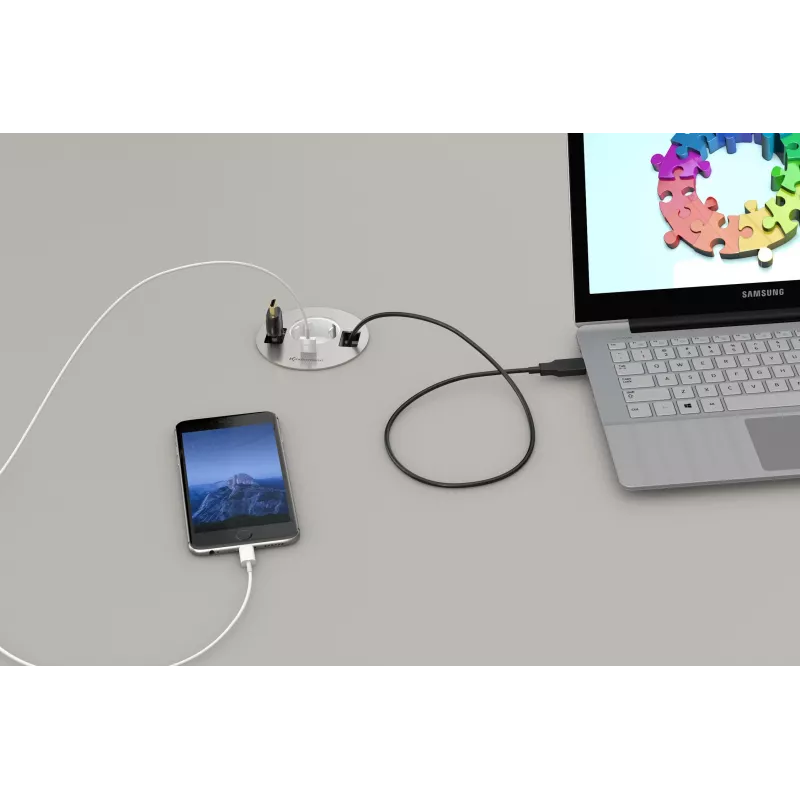Kindermann CablePort table³ tafelansluitbox voor inbouwmontage, zilver