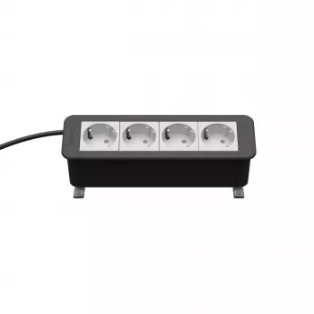 Kindermann CP Office Desk 4-voudige stroommodule (4 x Schuko, 3m kabel, zilver/zwart)
