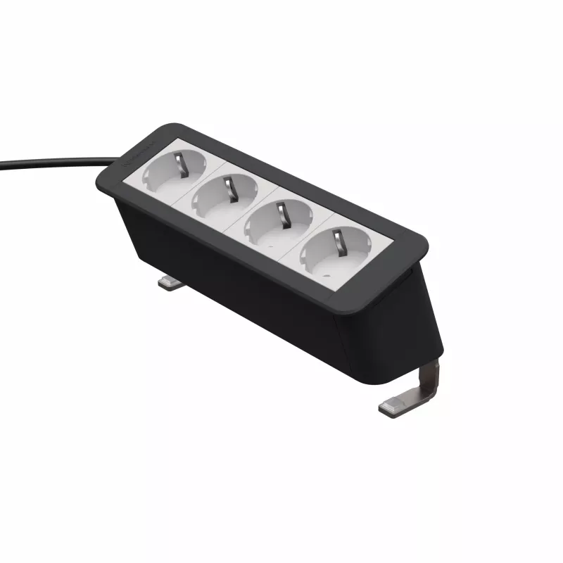 Kindermann CP Office Desk 4-voudige stroommodule (4 x Schuko, 3m kabel, zilver/zwart)