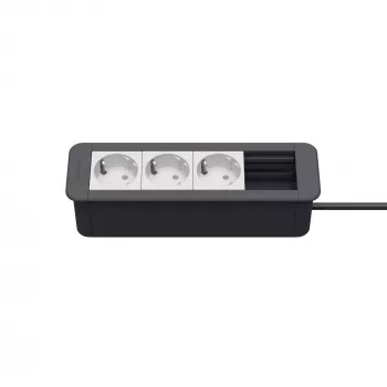 Kindermann CP Office Frame 4-voudig 3 x stopcontact bureau-connectiviteitshub zilver