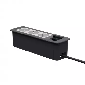 Kindermann CP Office Frame 4-voudig 3 x stopcontact bureau-connectiviteitshub zilver