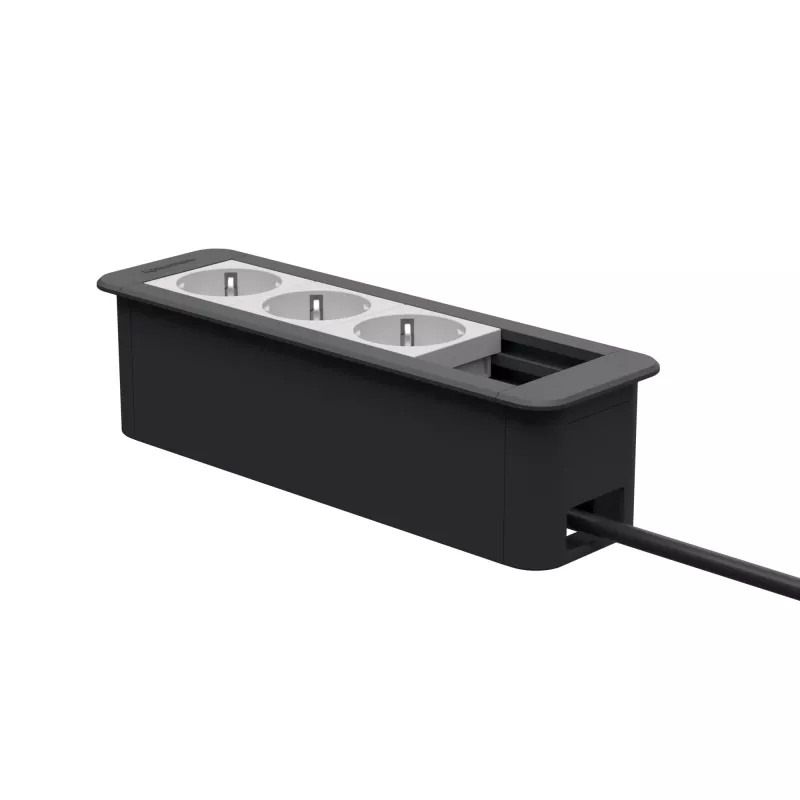 Kindermann CP Office Frame 4-voudig 3 x stopcontact bureau-connectiviteitshub zilver