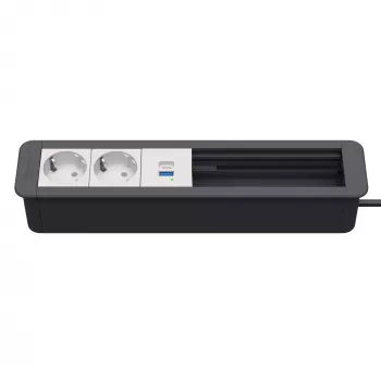 Kindermann CP Office Frame 6-voudig met 2x stroom en 1x USB-oplaadfunctie, zilver
