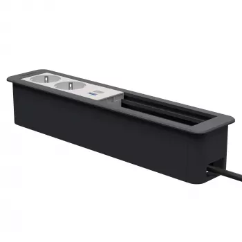 Kindermann CP Office Frame 6-voudig met 2x stroom en 1x USB-oplaadfunctie, zilver