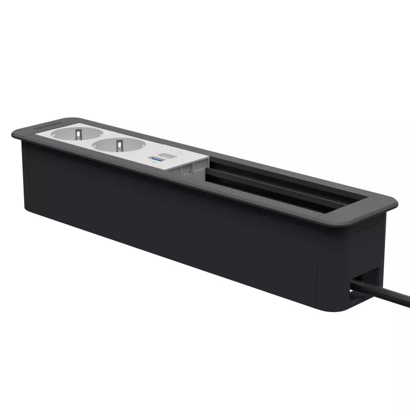 Kindermann CP Office Frame 6-voudig met 2x stroom en 1x USB-oplaadfunctie, zilver