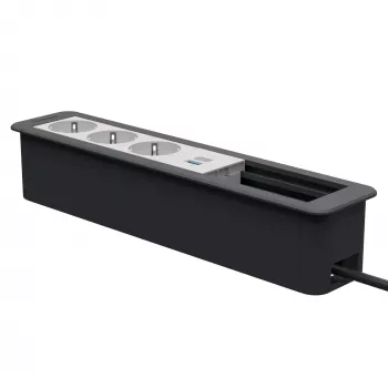 Kindermann CP Office Frame 6-voudig 3x Schuko 1x USB-A opladen