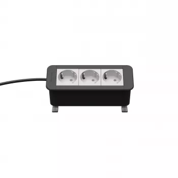 Kindermann CP Office Desk 3-voudige stekkerdoos met 3 Schuko-stopcontacten, 2m kabel, zilver/zwart