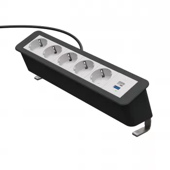 Kindermann CP Office Desk stekkerdoos 5x Schuko 1x USB-A 3m zwart