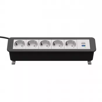 Kindermann CP Office Desk 6-voudige 5x Schuko 1x USB-C PD 60W stekkerdoos met klem