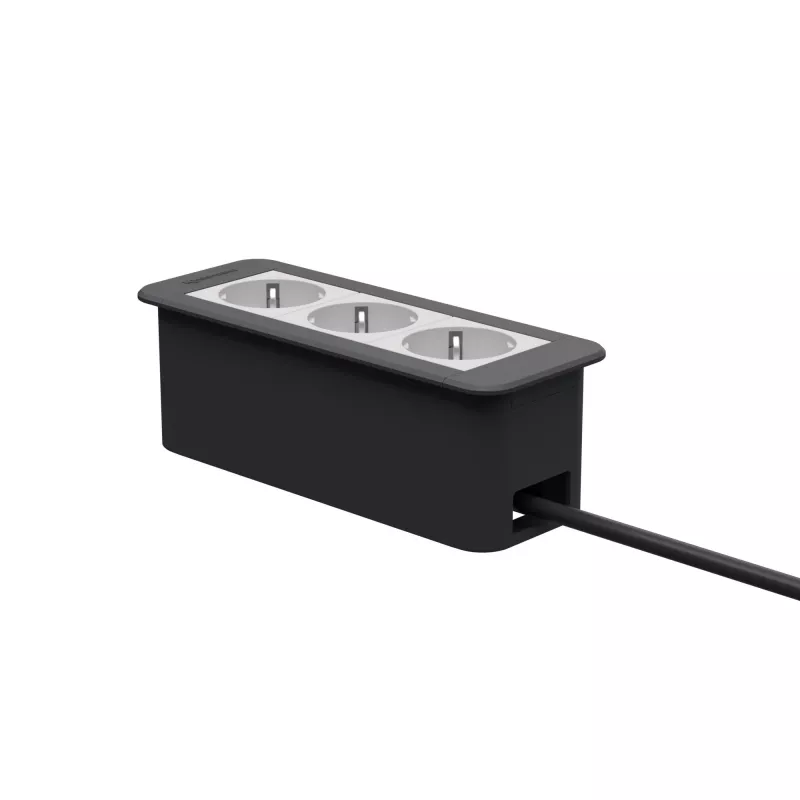 Kindermann CP Office Frame 3-voudig 3x stopcontact tafelconnectiviteitspaneel zilver/zwart