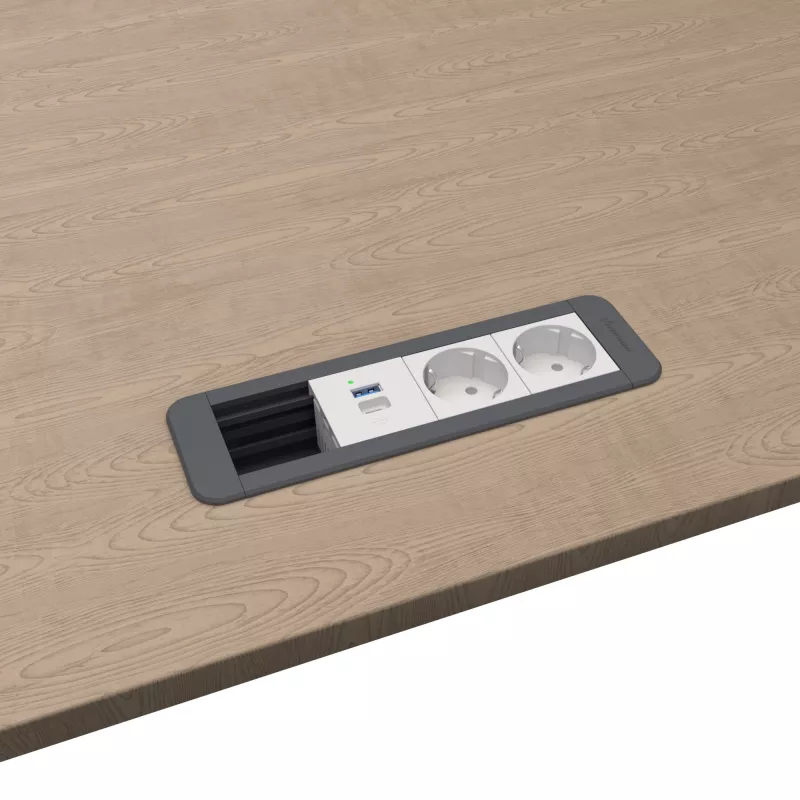 Kindermann CP Office Frame 4-voudig 2x Schuko 1x USB-C PD tafelmodule voor stroom en data