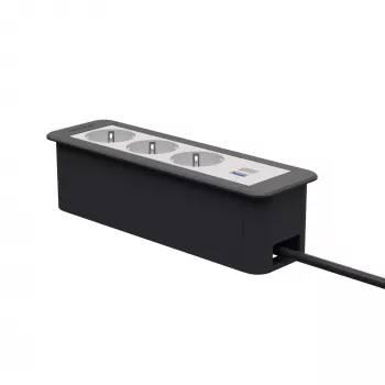 Kindermann CP Office Frame 4-voudig 3x Schuko 1x USB-C PD tafelaansluitmodule